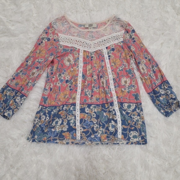Vintage America Tops - Vintage America Pink and Blue Floral Blouse. Size S